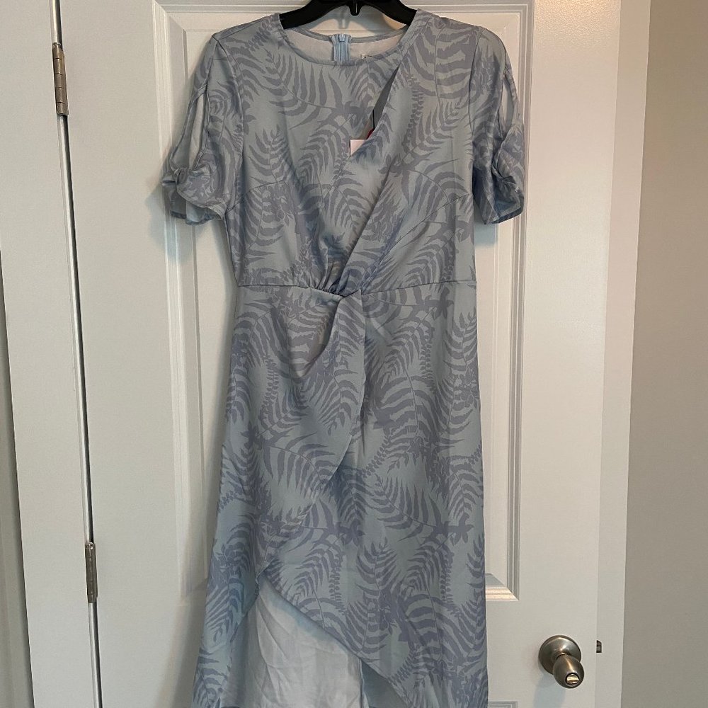 Light Blue Palm Dress with Cutout
